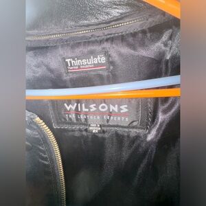 Wilsons Mens Black Leather Belted Long Sleeve Full-Zip Jacket Size 2x